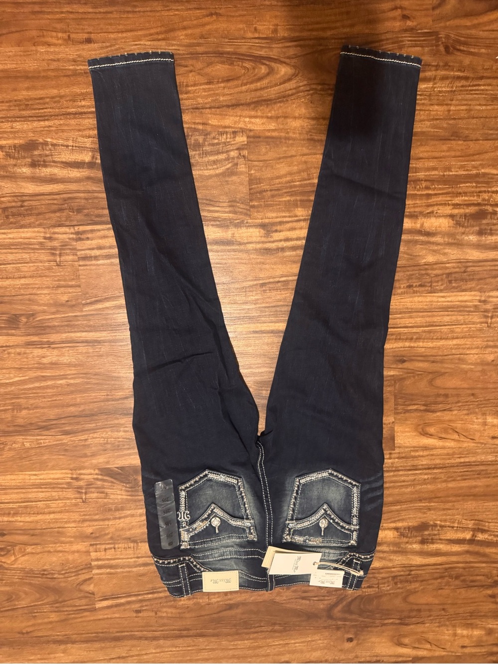 Miss Me Dark Blue Boot Cut Jeans with Embroidered Pockets - Picture 5 of 7